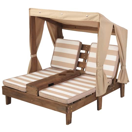 KidKraft Espresso &#x26; Oatmeal Double Chaise Lounge with Cup Holders